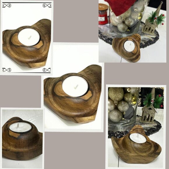 Handcrafted Natural Wooden Tealight Candle Holder – Organic Rustic Home Décor - Picture 5 of 6
